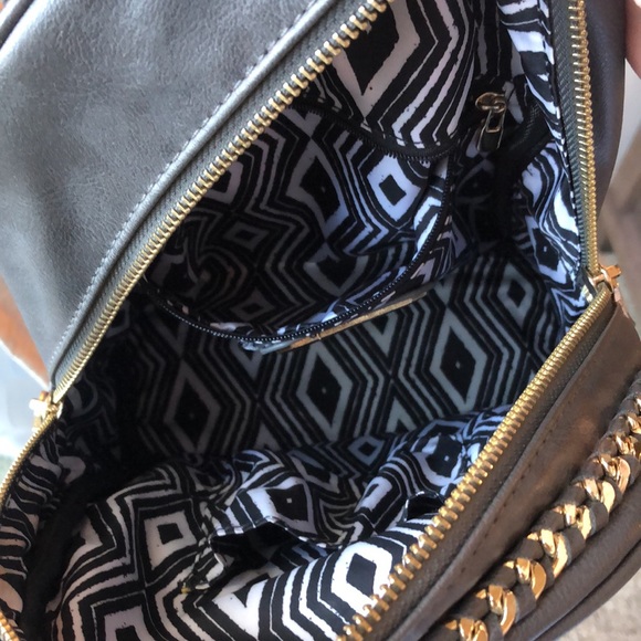 Gray Faux Leather Mini Backpack - Picture 3 of 3